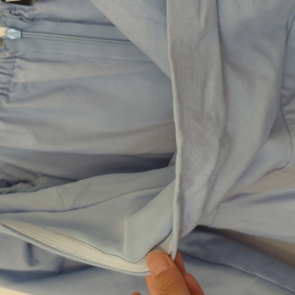 Lulus Pure Serenity Off-the-Shoulder Mini Dress Blue Sz Small Balloon Sleeves - Picture 9 of 13